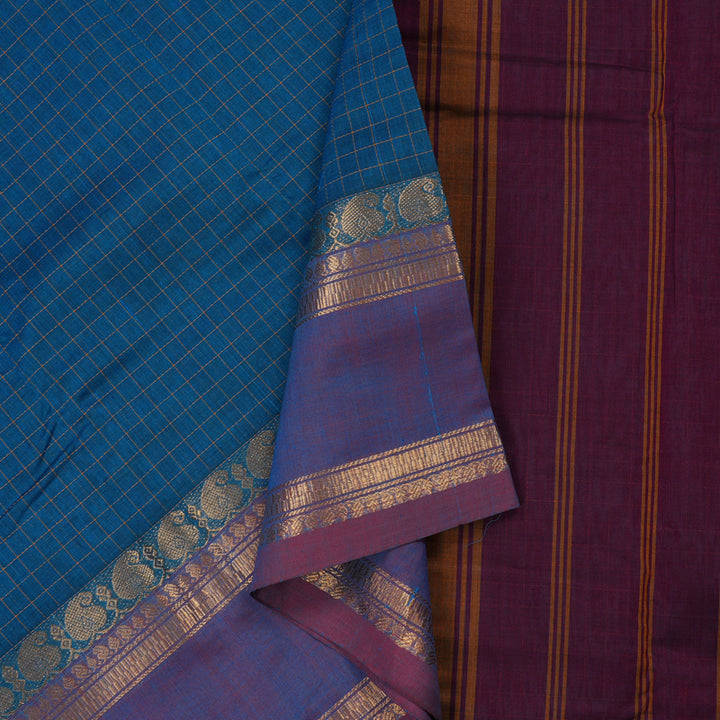 Hayagrivas Handloom Pure Cotton Saree in Timesless Blue KBE396E3-4