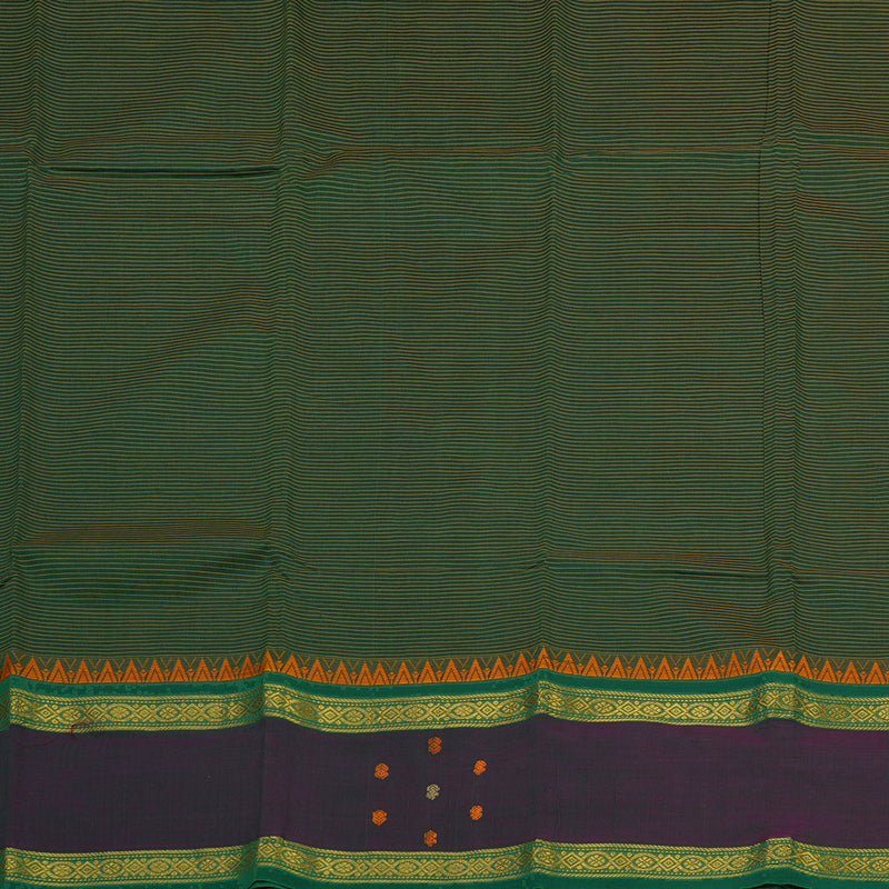 Hayagrivas Handloom Cotton Saree in Rich Bottle Green shade KBE396E4-1
