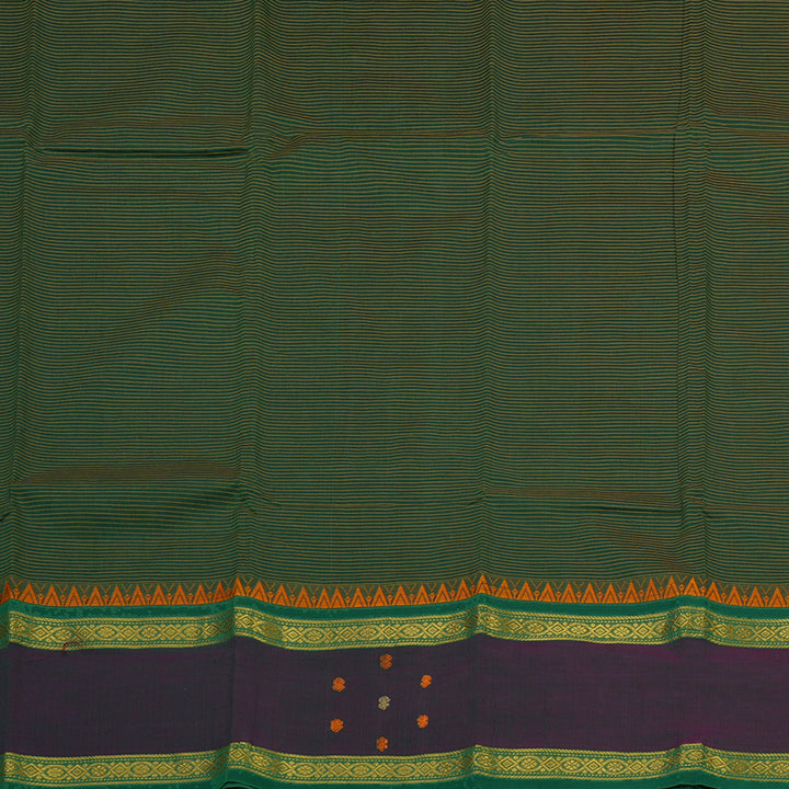 Hayagrivas Handloom Cotton Saree in Rich Bottle Green shade KBE396E4-1