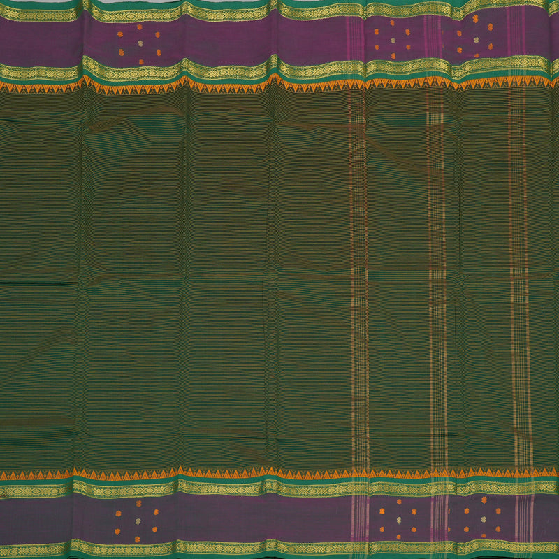 Hayagrivas Handloom Cotton Saree in Rich Bottle Green shade KBE396E4-1