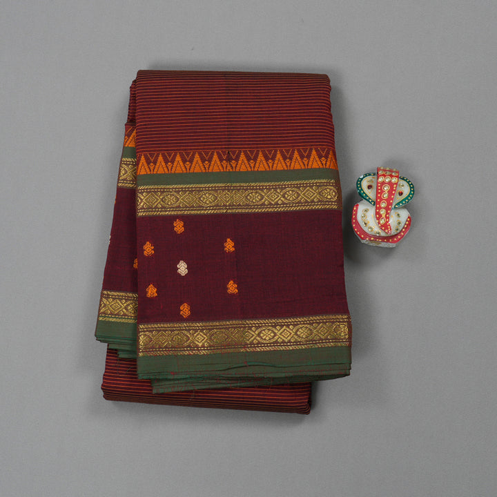 Hayagrivas Handloom Pure Cotton Saree in Radiant Wine Maroon KBE396E4-2