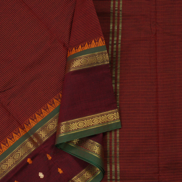 Hayagrivas Handloom Pure Cotton Saree in Radiant Wine Maroon KBE396E4-2
