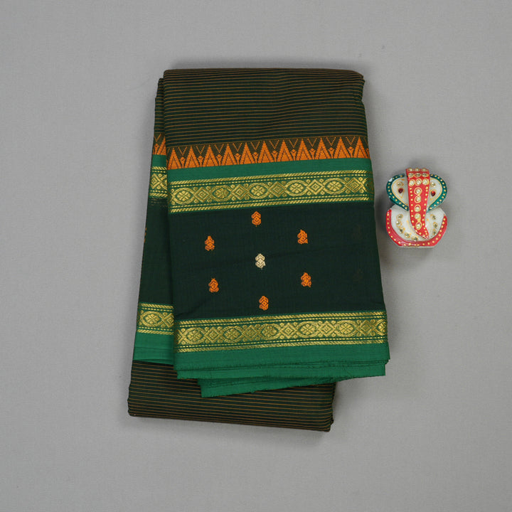 Hayagrivas Handloom Pure Cotton Saree in Rich Bottle Green KBE396E4-3