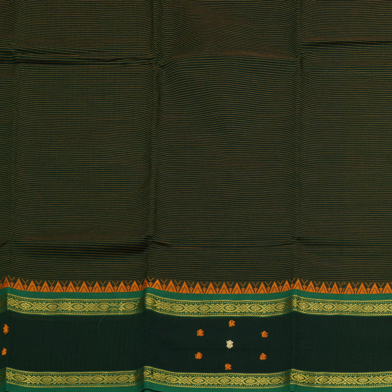 Hayagrivas Handloom Pure Cotton Saree in Rich Bottle Green KBE396E4-3
