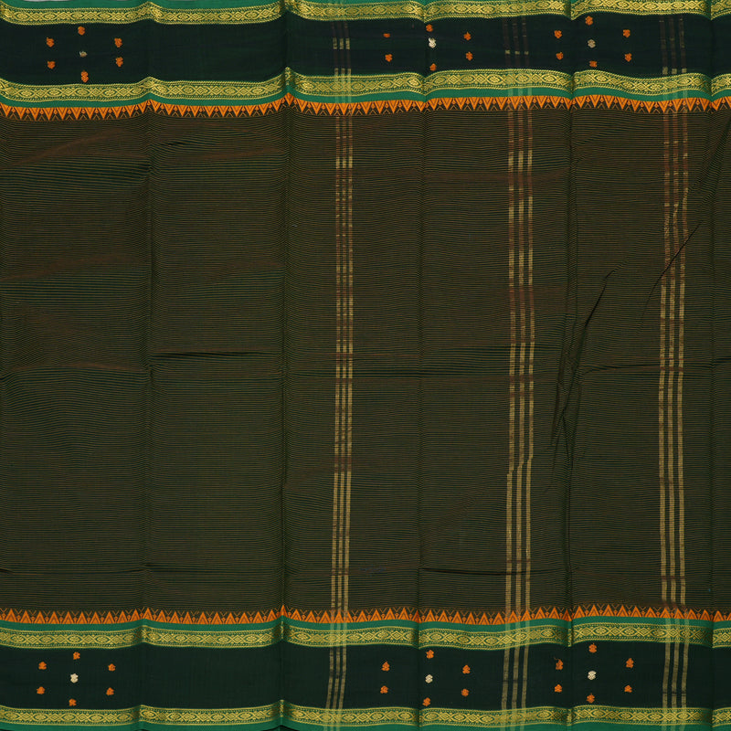 Hayagrivas Handloom Pure Cotton Saree in Rich Bottle Green KBE396E4-3