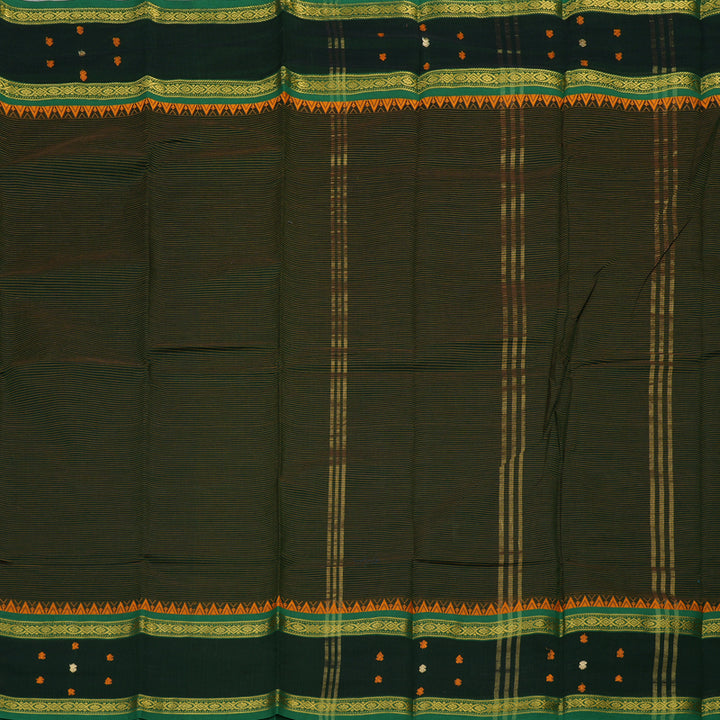 Hayagrivas Handloom Pure Cotton Saree in Rich Bottle Green KBE396E4-3