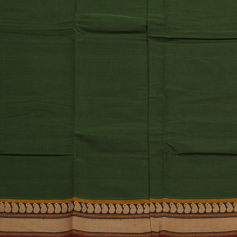 Hayagrivas Handloom Pure Cotton Saree in Deep Mehandi Green KBE396E6-11