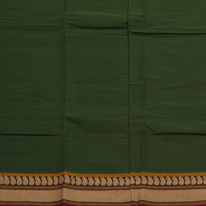 Hayagrivas Handloom Pure Cotton Saree in Deep Mehandi Green KBE396E6-11