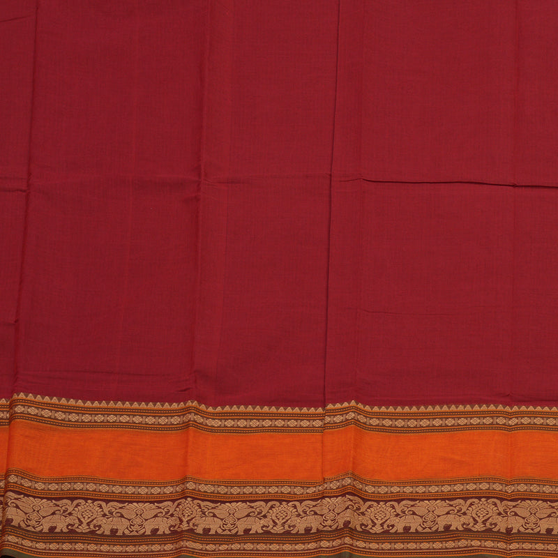 Hayagrivas Handloom Pure Cotton saree in Deep Red KBE396E6-24