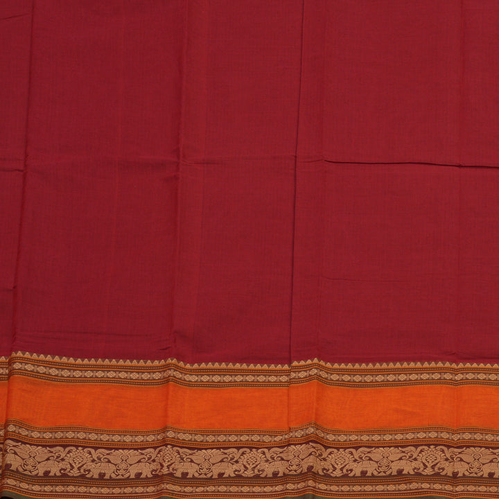 Hayagrivas Handloom Pure Cotton saree in Deep Red KBE396E6-24