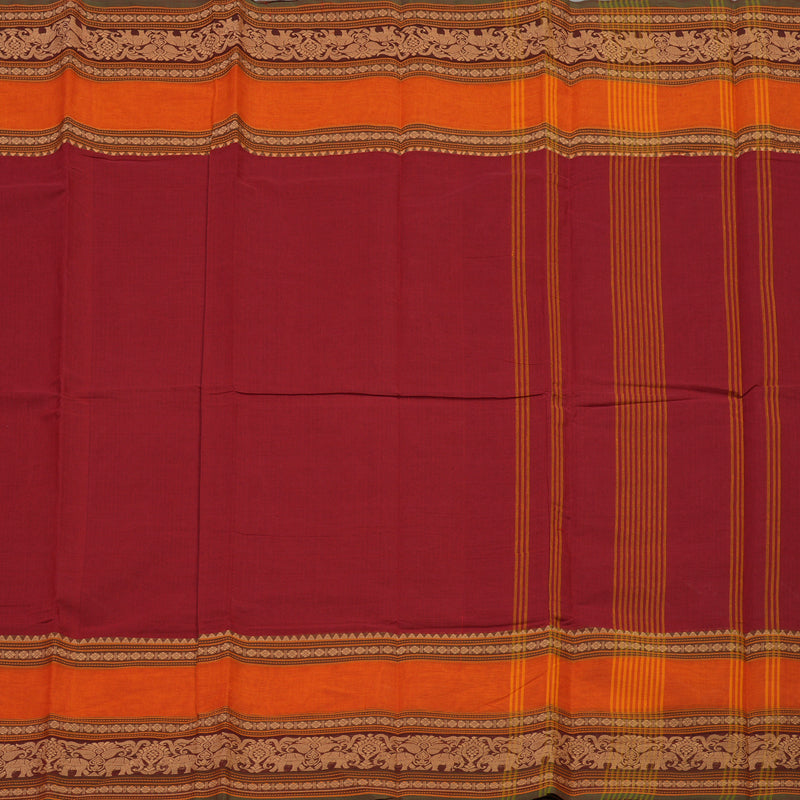 Hayagrivas Handloom Pure Cotton saree in Deep Red KBE396E6-24