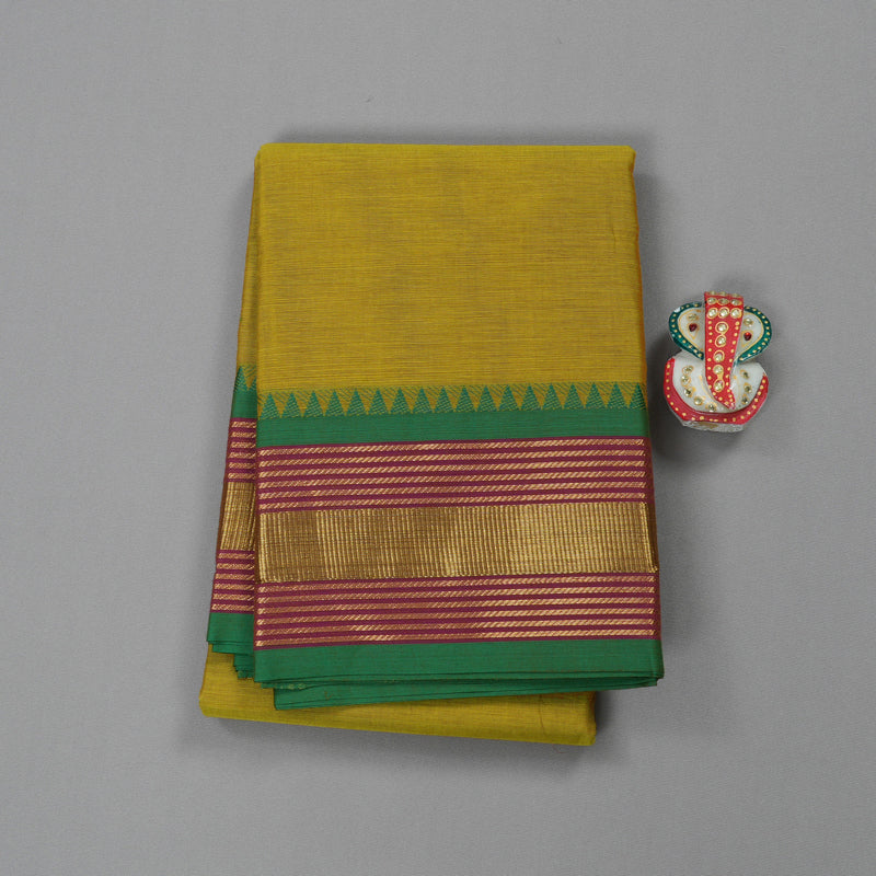 Hayagrivas Handloom Pure Cotton Saree in Gorgeous Sampanga Green KBE396E7-21