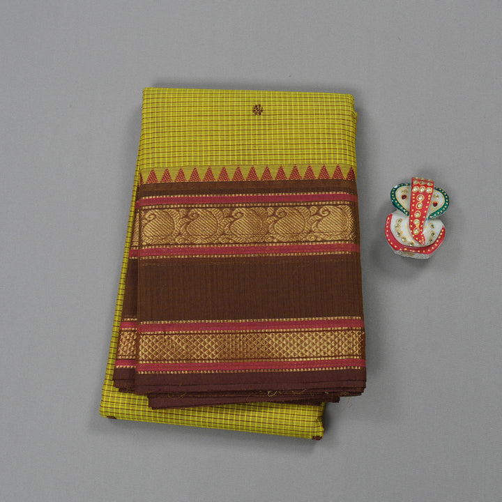 Hayagrivas Handloom Pure Cotton Saree Refreshing Lemon Green KBE396E12-5