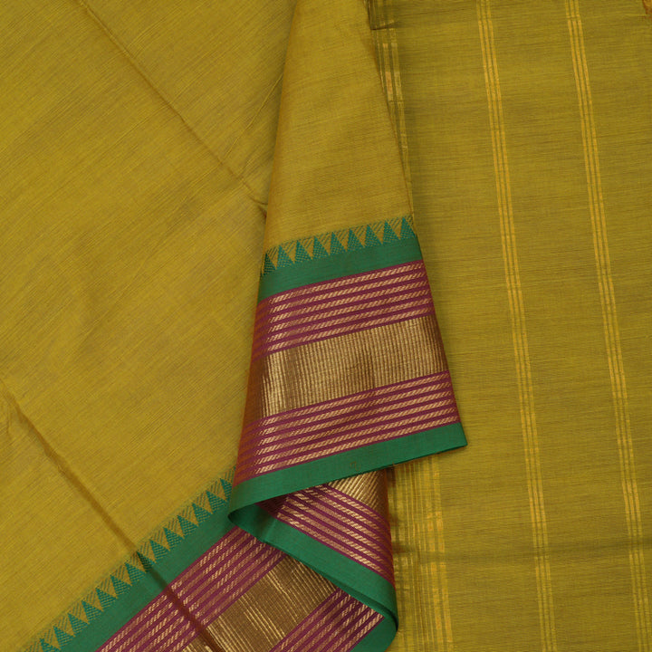 Hayagrivas Handloom Pure Cotton Saree in Gorgeous Sampanga Green KBE396E7-21