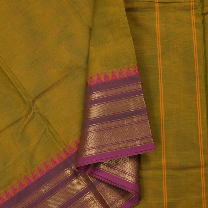 Hayagrivas Handloom Pure Cotton Saree in Sampanga Green KBE396E7-25