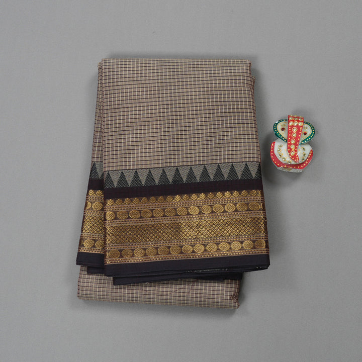 Hayagrivas Handloom Pure Cotton Saree in Pastel-toned Beige KBE396E8-2
