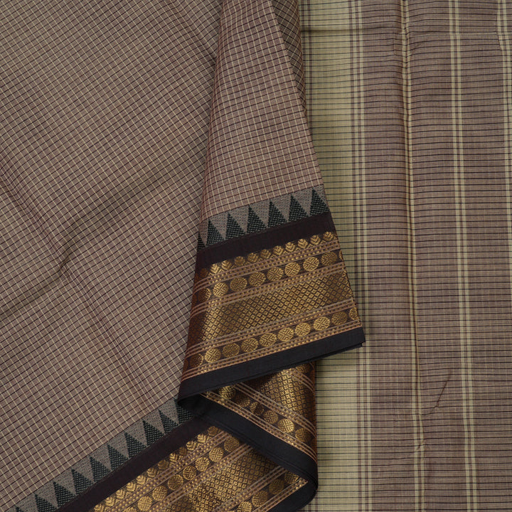 Hayagrivas Handloom Pure Cotton Saree in Pastel-toned Beige KBE396E8-2