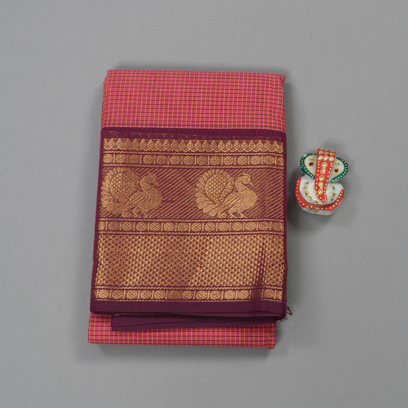 Hayagrivas Handloom Pure Cotton Saree in Attractive Peach Pink KBE396E9-6