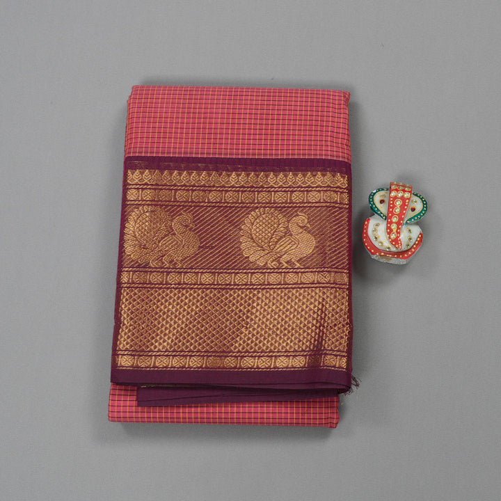Hayagrivas Handloom Pure Cotton Saree in Attractive Peach Pink KBE396E9-6