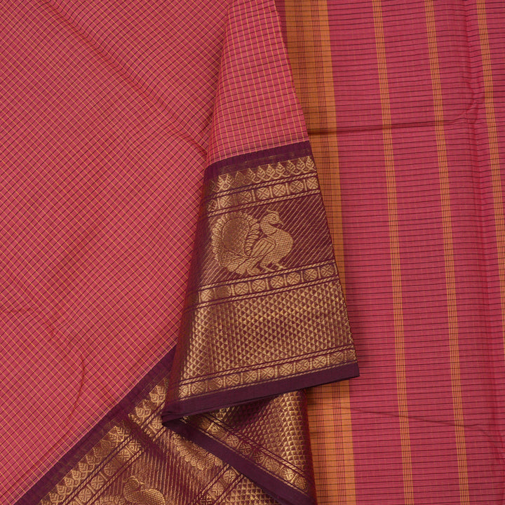 Hayagrivas Handloom Pure Cotton Saree in Attractive Peach Pink KBE396E9-6