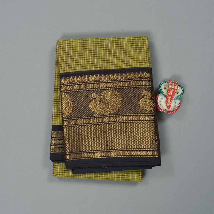 Hayagrivas Handloom Pure Cotton Saree in Glowing Mehendi Green KBE396E9-8