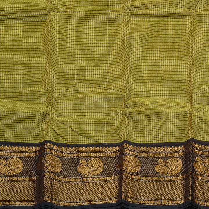 Hayagrivas Handloom Pure Cotton Saree in Glowing Mehendi Green KBE396E9-8
