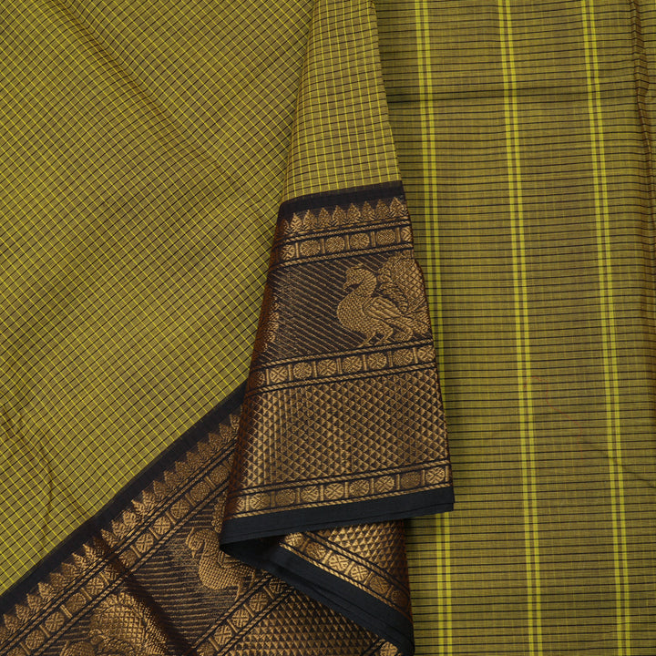 Hayagrivas Handloom Pure Cotton Saree in Glowing Mehendi Green KBE396E9-8