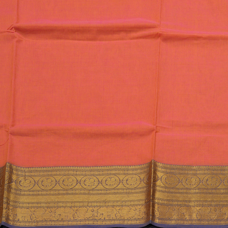 Hayagrivas Handloom Pure Cotton Saree in Delightful Peach Pink KBE397E1-3