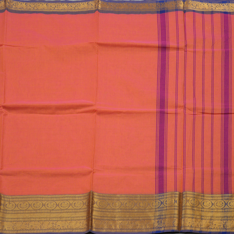 Hayagrivas Handloom Pure Cotton Saree in Delightful Peach Pink KBE397E1-3
