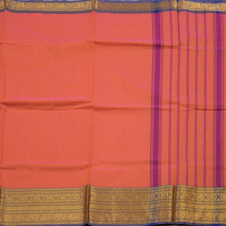 Hayagrivas Handloom Pure Cotton Saree in Delightful Peach Pink KBE397E1-3