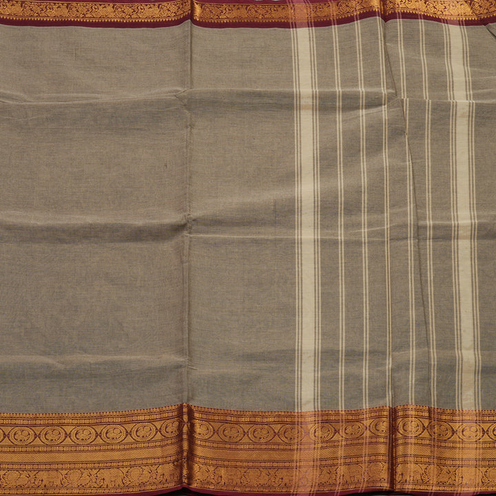 Hayagrivas Handloom Pure Cotton Saree in Ash Grey KBE397E1-4