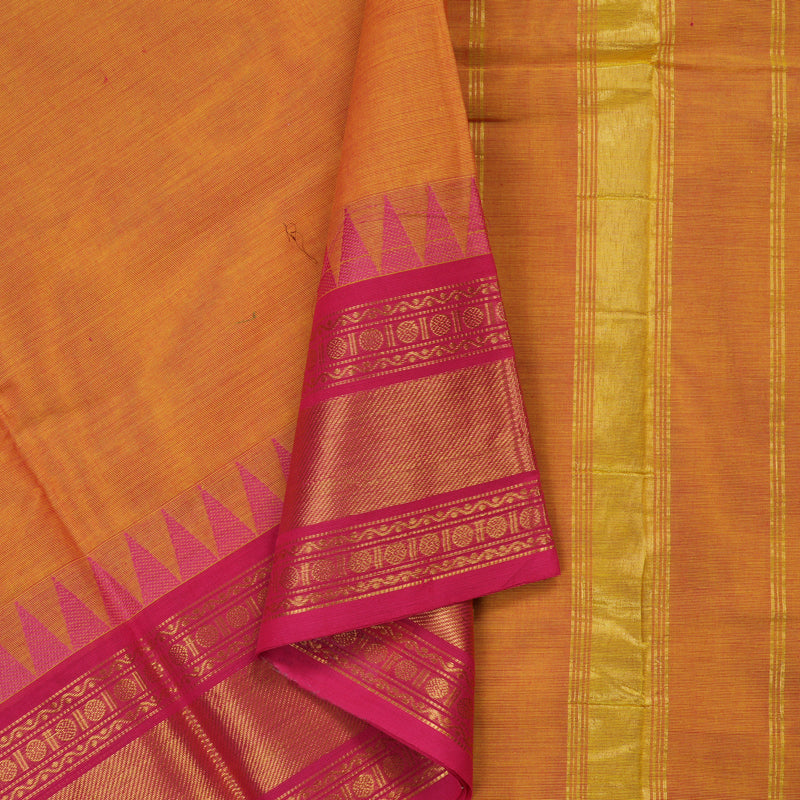 Hayagrivas Handloom Pure Cotton Saree on Vibrant Honey Mustard KBE397E11-1