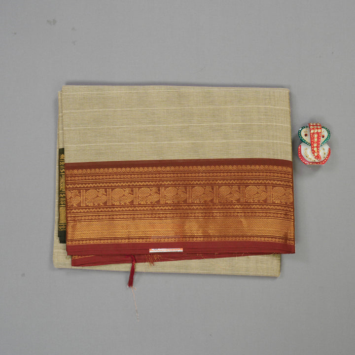 Hayagrivas Handloom Ganga Jamuna Pure Cotton Saree in Beige KBE397E2-3