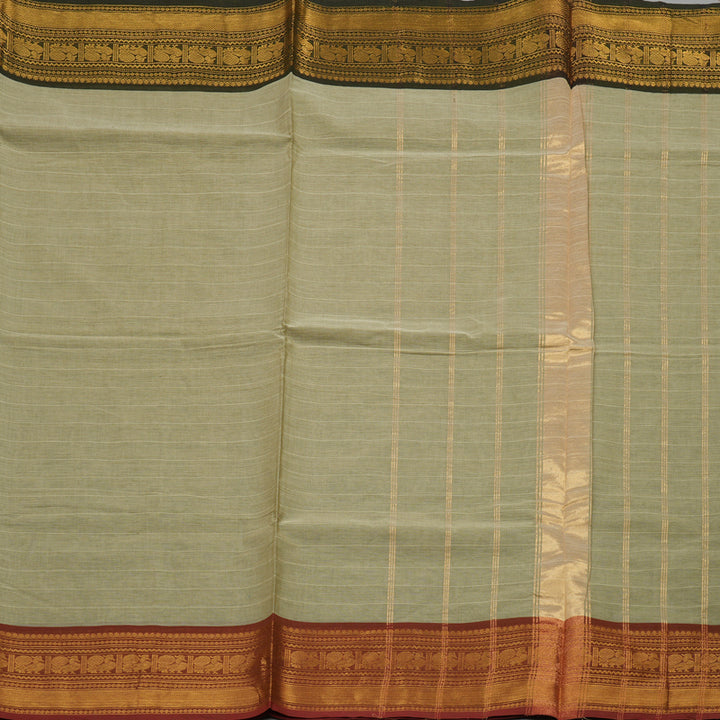 Hayagrivas Handloom Ganga Jamuna Pure Cotton Saree in Beige KBE397E2-3
