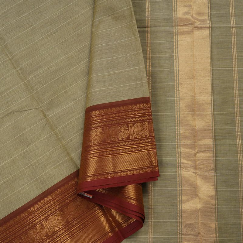 Hayagrivas Handloom Ganga Jamuna Pure Cotton Saree in Beige KBE397E2-3
