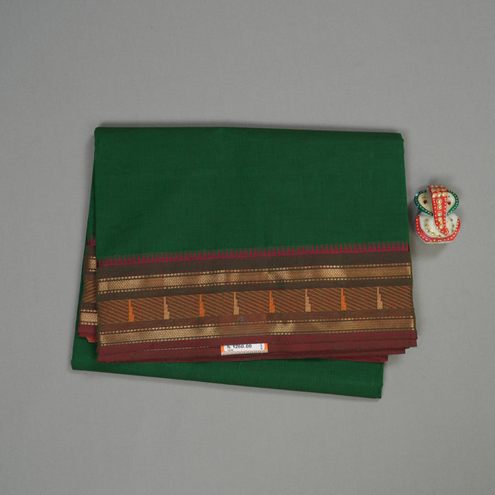 Hayagrivas Handloom Pure Cotton Saree in Bottle Green KBE397E3-7