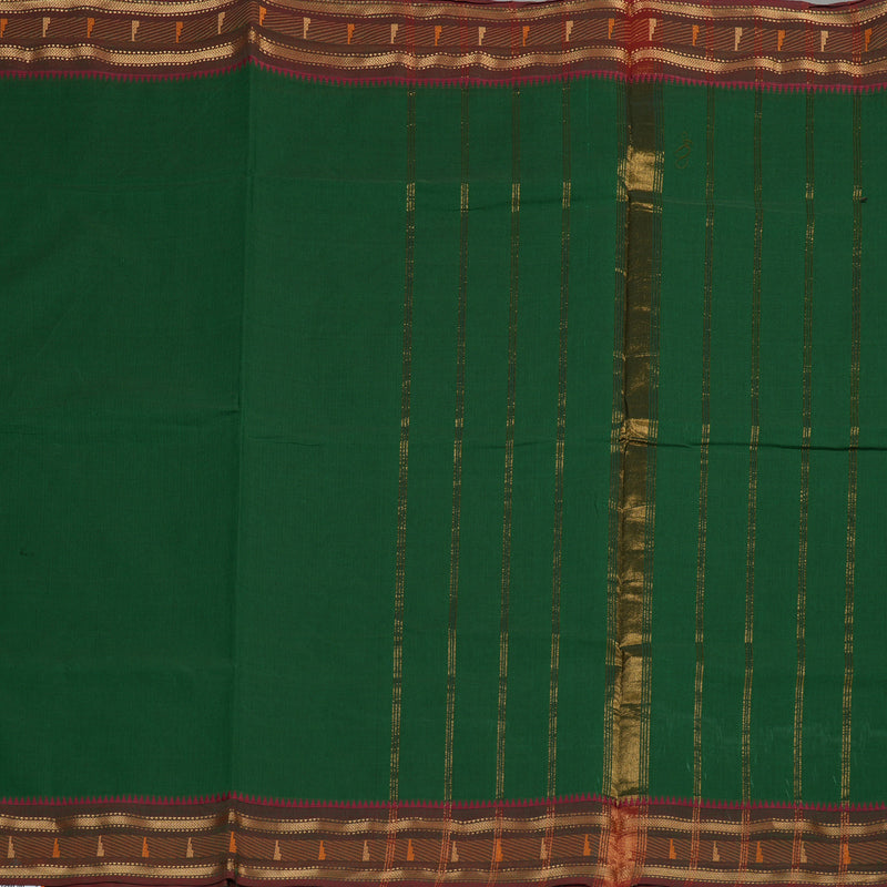 Hayagrivas Handloom Pure Cotton Saree in Bottle Green KBE397E3-7