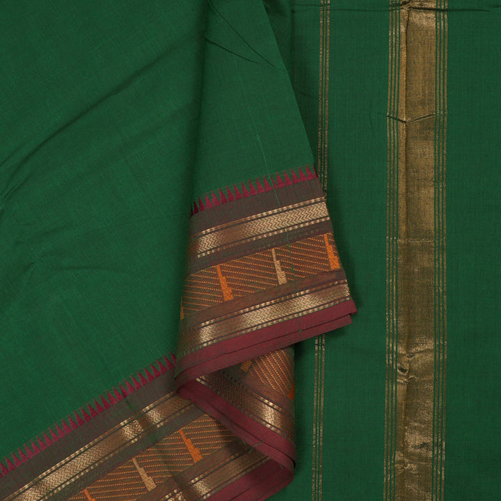 Hayagrivas Handloom Pure Cotton Saree in Bottle Green KBE397E3-7