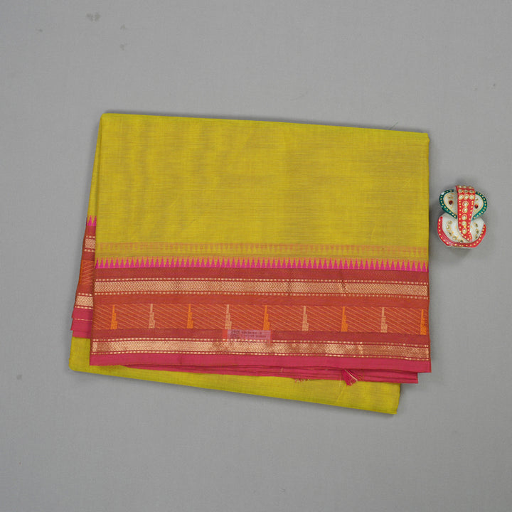 Hayagrivas Handloom Pure Cotton Saree in Radiant Lemon Yellow KBE397E3-8
