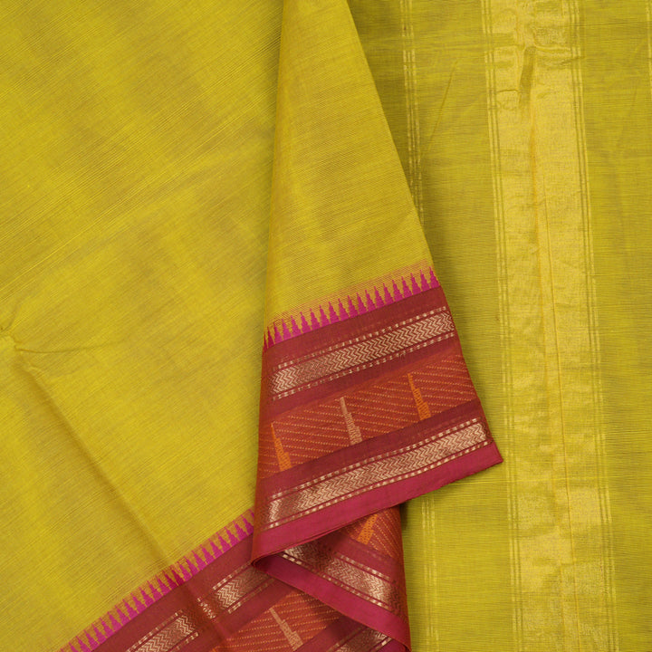 Hayagrivas Handloom Pure Cotton Saree in Radiant Lemon Yellow KBE397E3-8