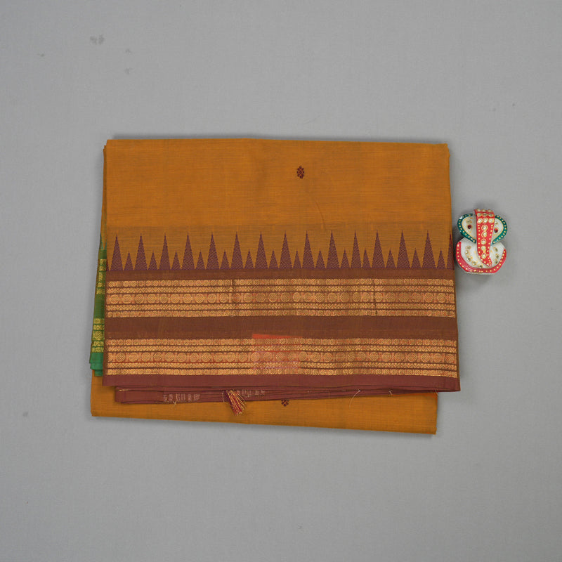Hayagrivas Handloom Ganga Jamuna Pure Cotton Saree in Honey Mustard KBE397E8-2