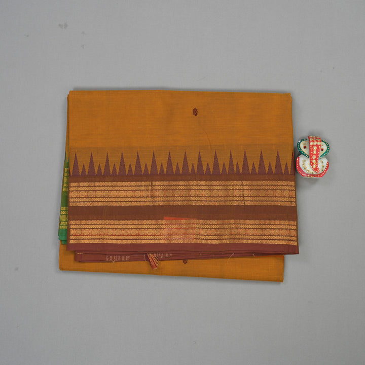 Hayagrivas Handloom Ganga Jamuna Pure Cotton Saree in Honey Mustard KBE397E8-2