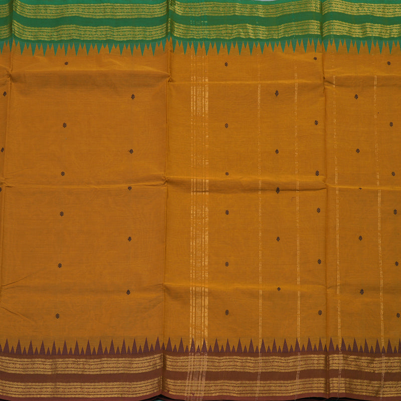 Hayagrivas Handloom Ganga Jamuna Pure Cotton Saree in Honey Mustard KBE397E8-2