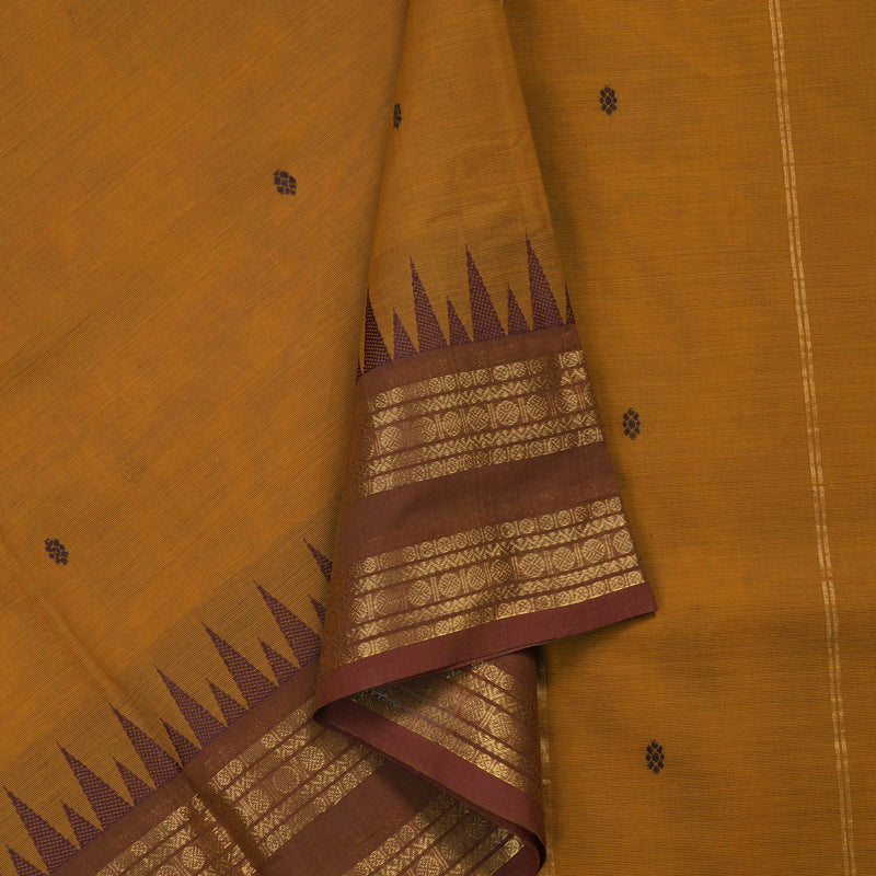 Hayagrivas Handloom Ganga Jamuna Pure Cotton Saree in Honey Mustard KBE397E8-2