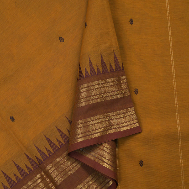 Hayagrivas Handloom Ganga Jamuna Pure Cotton Saree in Honey Mustard KBE397E8-2
