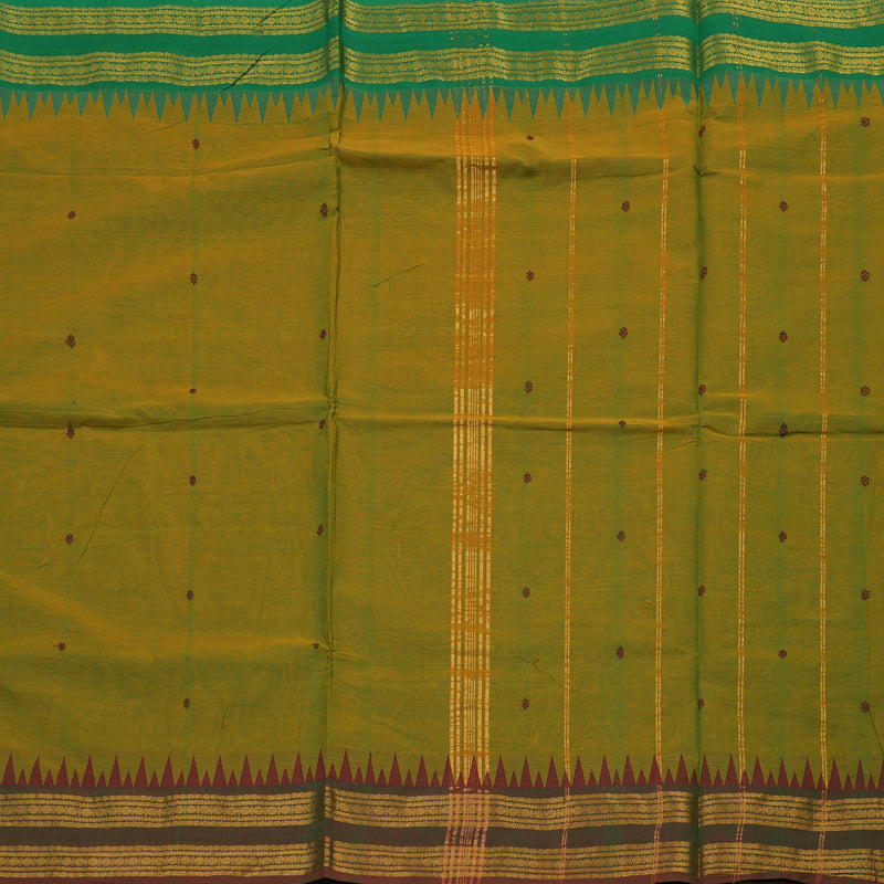 Hayagrivas Handloom Ganga Jamuna Pure Cotton Saree in Sampanga Green KBE397E8-3
