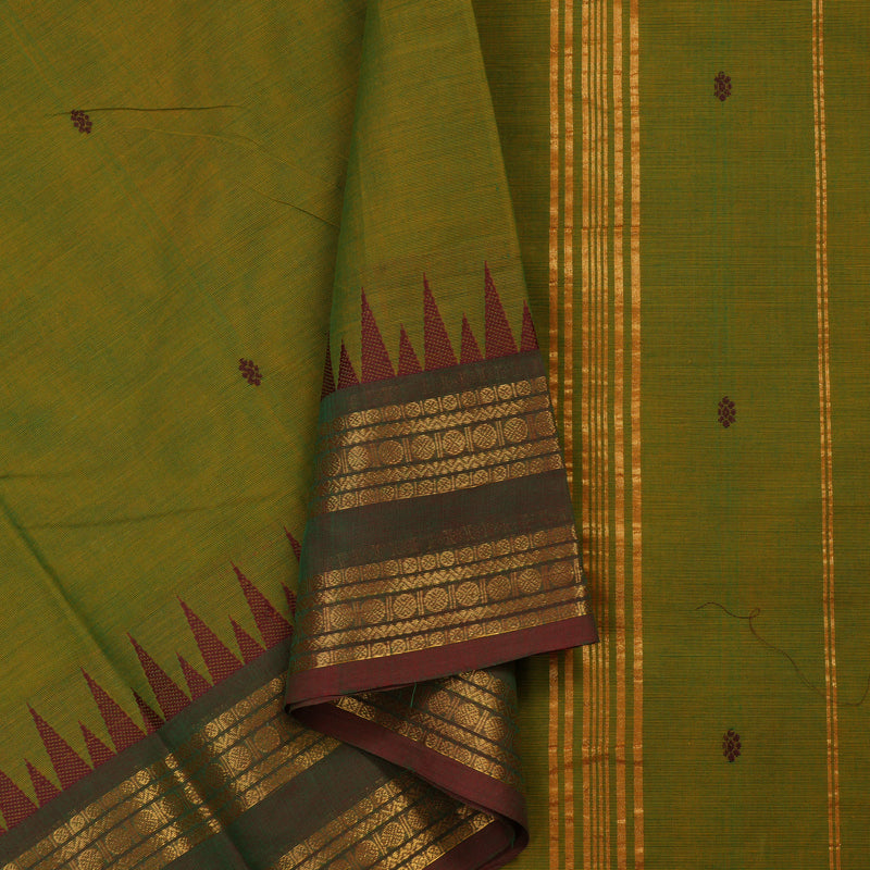 Hayagrivas Handloom Ganga Jamuna Pure Cotton Saree in Sampanga Green KBE397E8-3