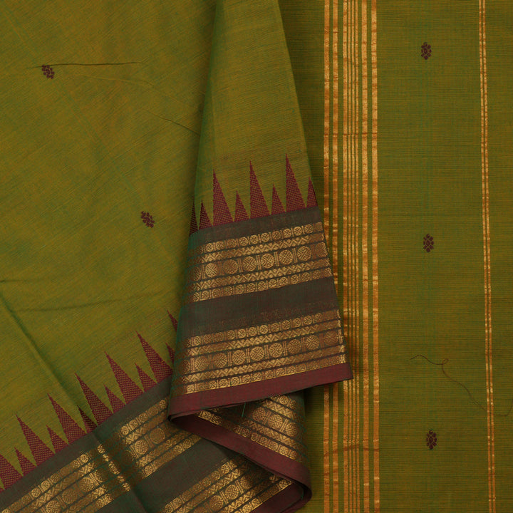 Hayagrivas Handloom Ganga Jamuna Pure Cotton Saree in Sampanga Green KBE397E8-3