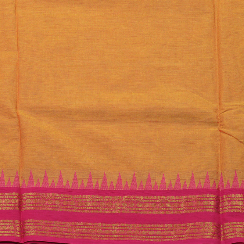 Hayagrivas Handloom Pure Cotton Saree in Sun-Kissed Dual Tone Yellow with Pink KBE397E8-5