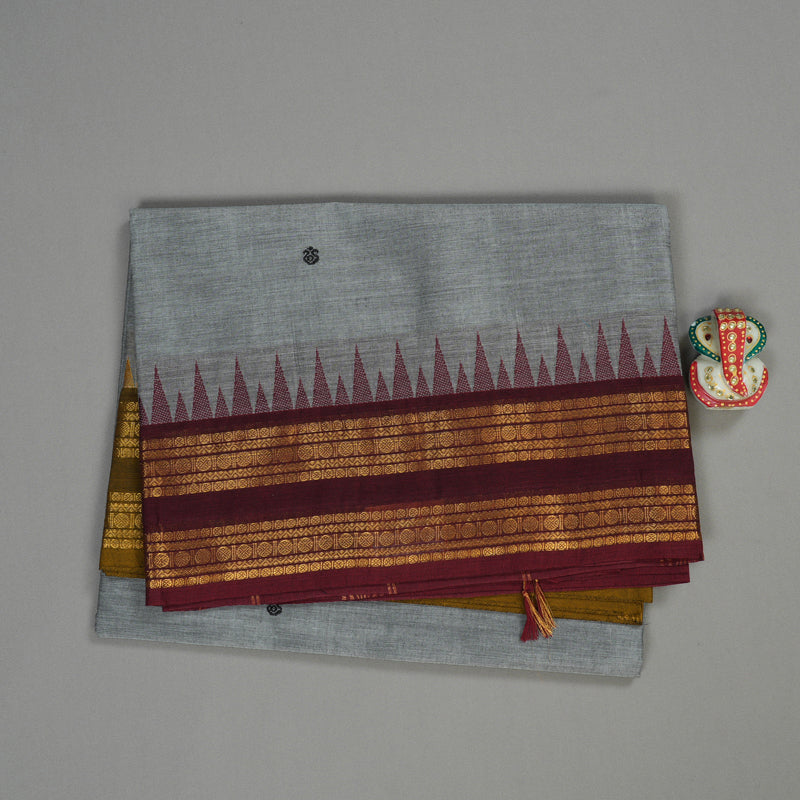Hayagrivas Handloom Pure Cotton Saree in Soothing Silver Grey KBE397E8-7